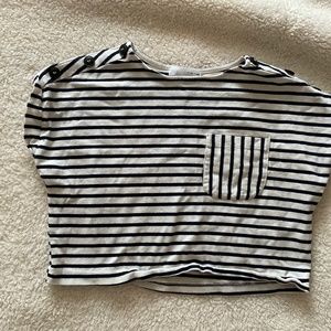 ZARA Girls Kids Black & White Striped Set (shirt & crop pants) size 11-12